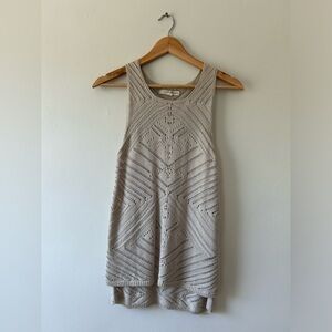Taupe, knit, sleeveless, tunic sweater